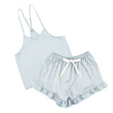 Bella R0690 Cami + Velvet Ruffled Short - Blue