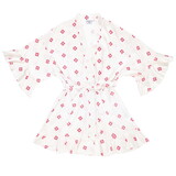 Bella R0825 Ruffled Satin Robe - Ivory + Moroccan