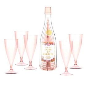 Tablesugar R0955 Acrylic Champagne Bottle + Glasses - Love of Bubbles