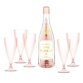 Tablesugar R0956 Acrylic Champagne Bottle + Glasses - The Bubbly