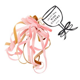 Tablesugar Velvet Bow Wine Charms - Blush - Set of 6
