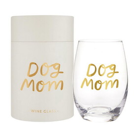 Sips Stemless Wine Glass - Dog Mom