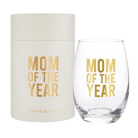 Sips Stemless Wine Glass - Mom of the Year