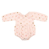 Stephan Baby R1425 Long Sleeve Muslin Romper - Hearts