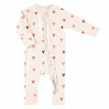 Stephan Baby R1429 Cozy Romper with Ruffles - Mini Hearts