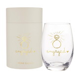 Wedding R1586 Gold Foil Stemless Wine Glass - Engaged