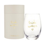 Wedding R1587 Gold Foil Stemless Wine Glass - Bride Water