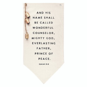 Holiday R5112 Canvas Banner with Gold Bells - Isaiah 9:6