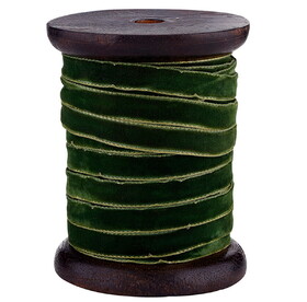Holiday R5140 Gold Edge Velvet Ribbon - Spruce Green