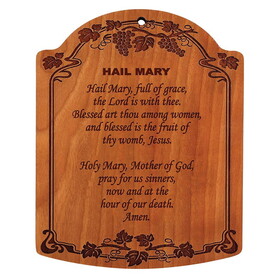 Christian Brands R5304 8"W x 10"H Hail Mary Carved Wood Plaque