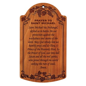 Christian Brands R5309 7" Prayer to St. Michael Carved Wood Plaque