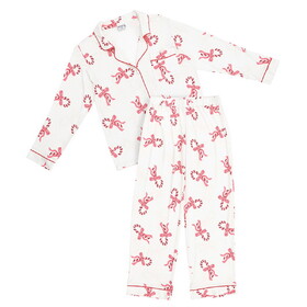 Bella R5379 Full-Length Bamboo PJ Set - Ivory + Candy Canes