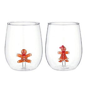 Slant R6539 Figurine Stemless Wine Glass Set - Gingerbreads