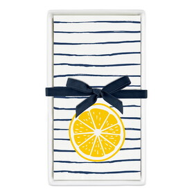 Tablesugar R7376 Ceramic Guest Napkin Tray + Napkins - Striped Lemon