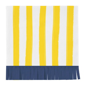 Tablesugar R7377 Fringed Cocktail Napkins - Yellow Stripes