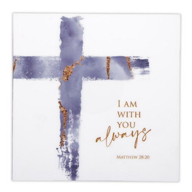 Heartfelt R7778 I Am With You Always Blue Cross Plaque