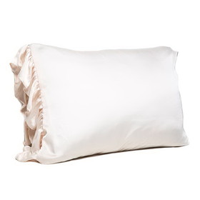 Bella il Fiore SPRIVORY Ruffled Silky Pillowcase - Ivory - Standard