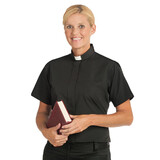 Murphy SW-101 Women's Short Sleeve Tab Collar Clergy Shirt - Black