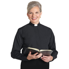 Murphy SW-104 Women&#x27;s Long Sleeve Tab Collar Clergy Shirt - Black