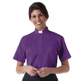 Murphy SW-112 Women&#x27;s Short Sleeve Tab Collar Clergy Shirt - Church Purple