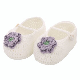 Stephan Baby T1781 Knit Baby Booties - Purple Flower