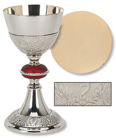 Sudbury TS682 Grape Patterned With Red Node Chalice And Paten Set