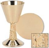 Sudbury TS686 Satin Cup With Hand Cast Vine Stem Chalice And Paten Set