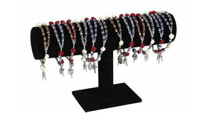 Creed WC704 4 x 3 mm crystal silver / red roses Rosary Bracele - 3/pk