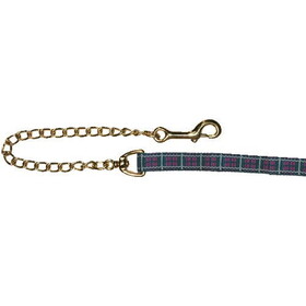 Intrepid International Nylon Plaid Lead with Padded Handle and 20" Brass Plated Chain