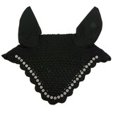 Fly Veil Black with Crystal Flowers Scalloped Edge