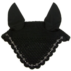 Fly Veil Black with Crystal Diamond Shapes Scalloped Edge