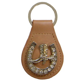 Intrepid International Key Fob West Boot/Spur In Horseshoe with Clear Stones Nickle Silver