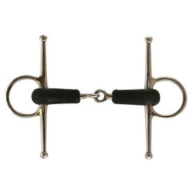 Intrepid International Full Cheek Stainless Steel Soft Rubber Mouth Snaffle Bit with 6-1/2" Cheeks