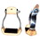 Intrepid International Coronet Barrel Racing Offset Stirrups with Rubber Pad and Leather Wrap