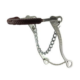 Coronet Braided Leather Nose Hackamore w/Engraved Shanks