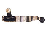 Intrepid International Western Mens Black Steel Spur with Engraved German Silver Stripes And Dots