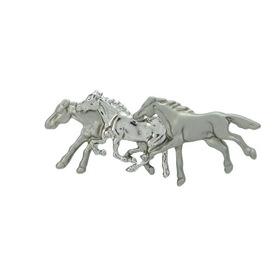 Exselle Three Horses Platinum Plate Stock Pin