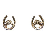 Exselle Horse Shoe/Horse Head Gold Plate Earrings