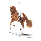 Haddington Green Equestrian Art Print - Rheingold Dressage 2 Matted 7.75