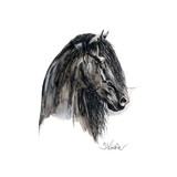 Haddington Green Equestrian Art Print - Johnny C Friesian Horse 19.75