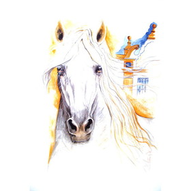 Haddington Green Equestrian Art Print - Solero Andalusian Horse 19.75" X 27.5"