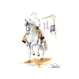 Haddington Green Equestrian Art Print - Cordoba Andalusian 2 Matted 7.75" X 11.75"