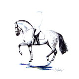 Haddington Green Equestrian Art Print - Invasor (Dressage) Matted 15.75