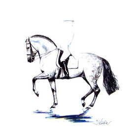 Haddington Green Equestrian Art Print - Invasor (Dressage) Matted 15.75" X 19.75"