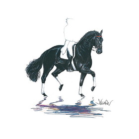 Haddington Green Equestrian Art Print - Baccara (Dressage) Horse 19.75" X 27.5"
