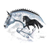 Haddington Green Equestrian Art Print - Genua Eventing Horse 19.75