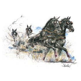Haddington Green Equestrian Art Print - Maurizio (Driving) Horse 19.75" X 27.5"