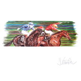 Haddington Green Equestrian Art Print - Regenbogen Rainbow Horse Racing Horse 19.75