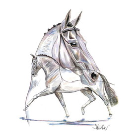 Haddington Green Equestrian Art Print - Hengsttraum 2 (Dressage) Matted 7.75" X 11.75"