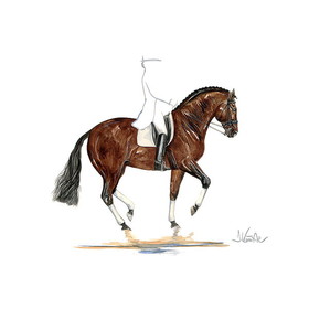 Haddington Green Equestrian Art Print - Belle Epoque (Dressage) Horse 19.75" X 27.5"
